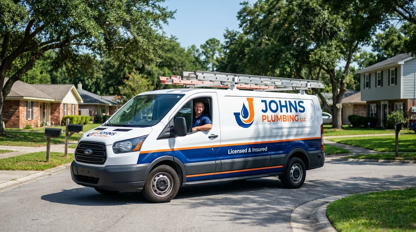Johns Plumbing LLC service van in Sun City Center, FL