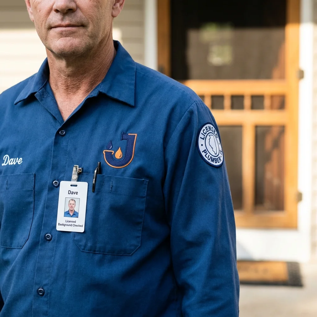 Licensed plumber showing ID badge in Sun City Center, FL