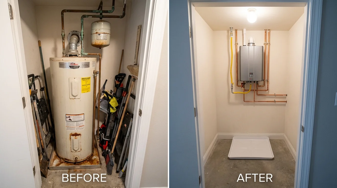 Tank water heater versus wall-mounted tankless unit comparison for Sun City Center, FL homeowners